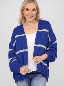 Metallic Stripe Cardigan - Blue
